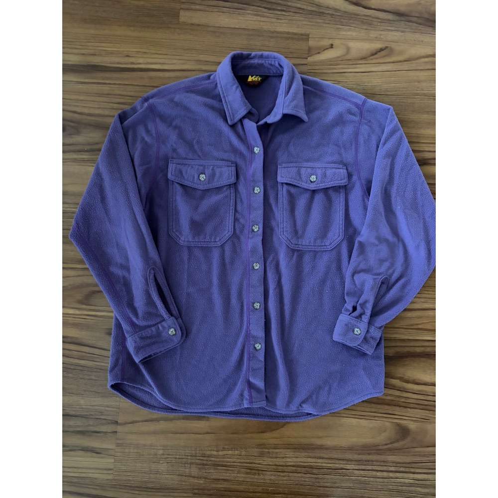 vintage purple fleece button-up shirt REI medium 90's y2k